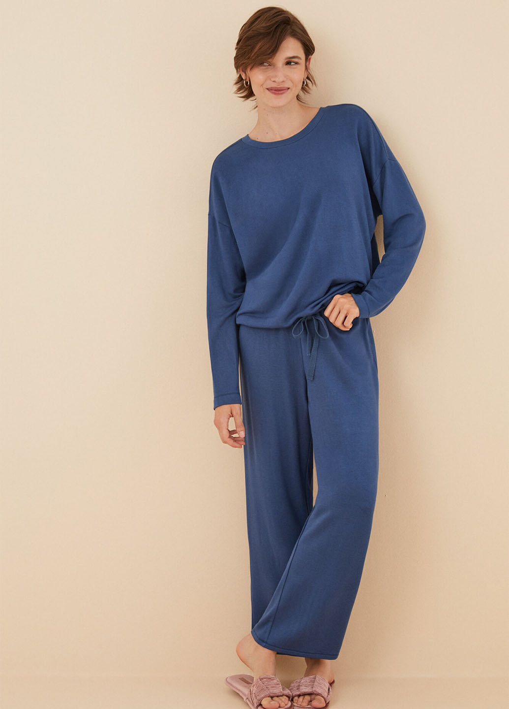 Темно-синя всесезон піжама (лонгслів, штани) лонгслив + брюки Women'secret