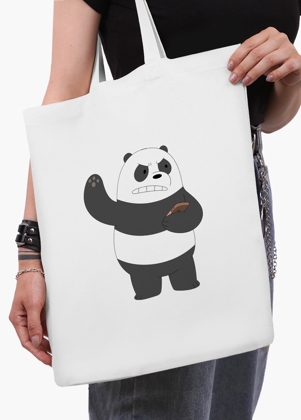 Еко сумка шоппер біла Вся правда про ведмедів (We Bare Bears) (9227-1776-WT-2) екосумка шопер 41*35 см MobiPrint (219111088)