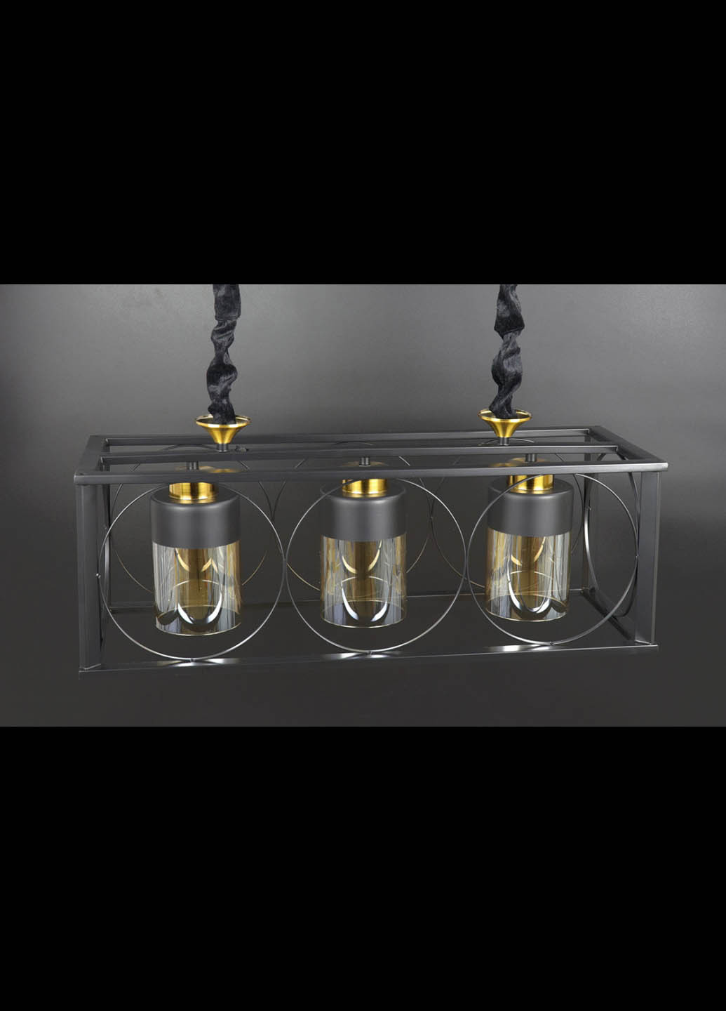 Люстра потолочная подвесная в стиле LOFT (лофт) 1137/3 Черный 35х24х62 см. Handmade (234540171)