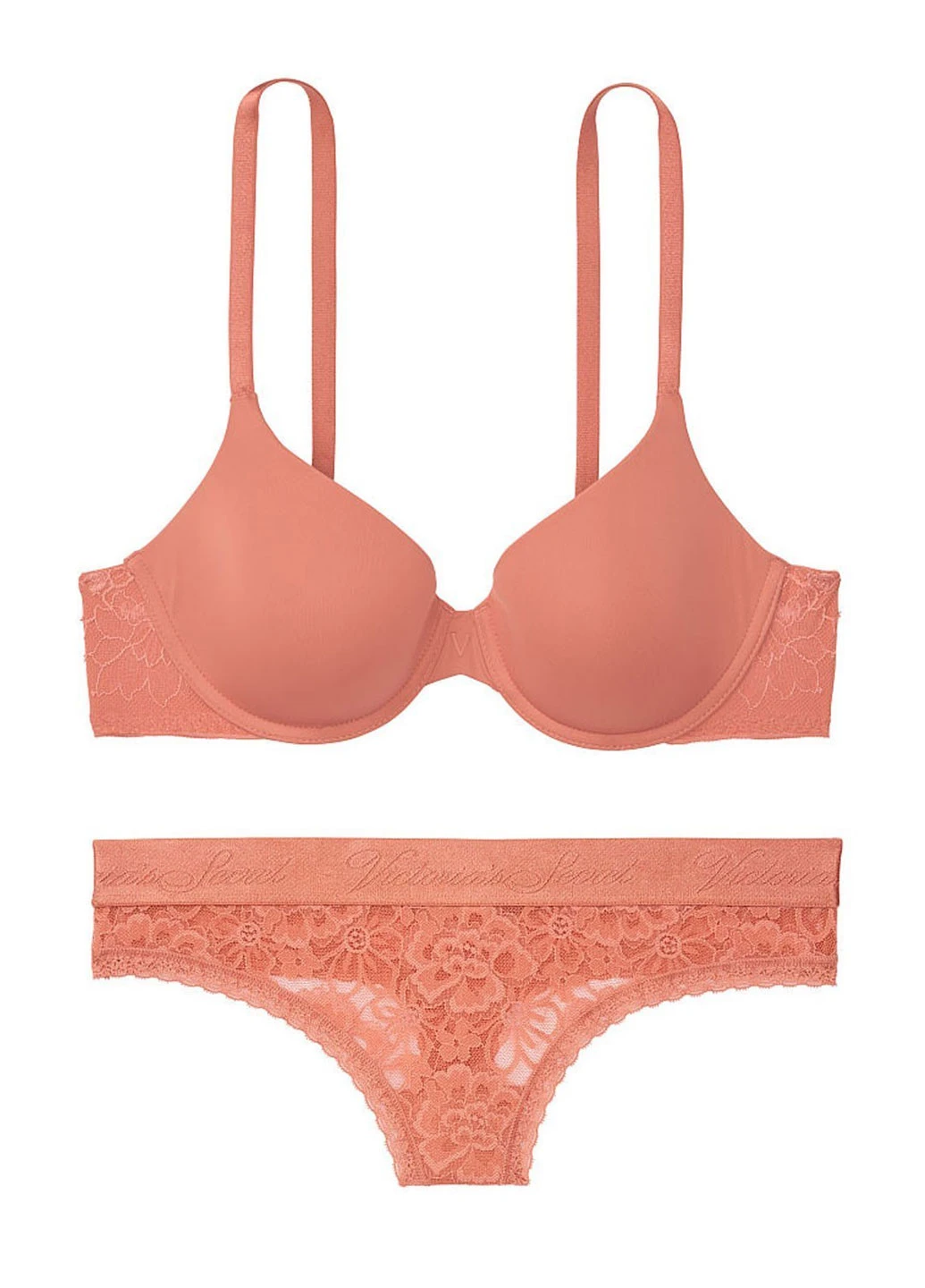 Розово-коричневый демисезонный комплект (бюстгальтер, трусы) Victoria's Secret