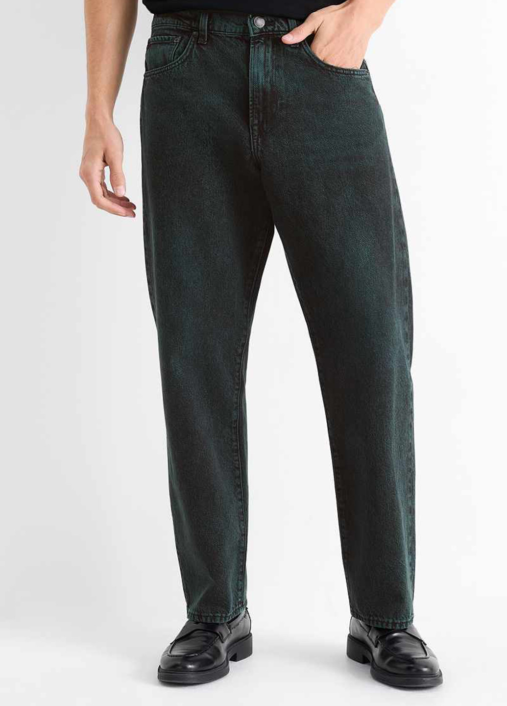 Темно-зеленые демисезонные прямые джинсы C&A