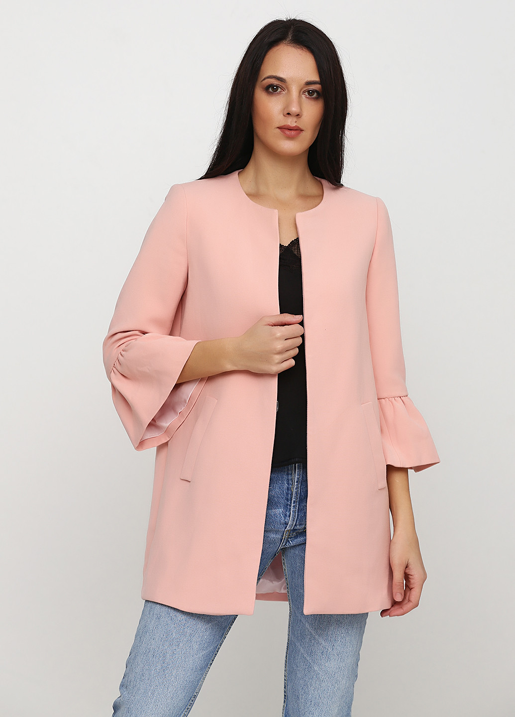 Светло-розовое Кэжуал пальто Zara однотонное
