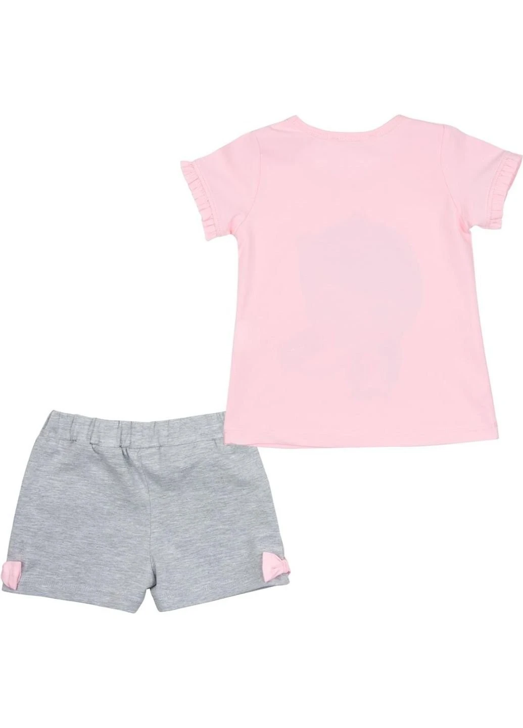 Серый летний костюм десткий с девочкой (12485-86g-pink) Breeze