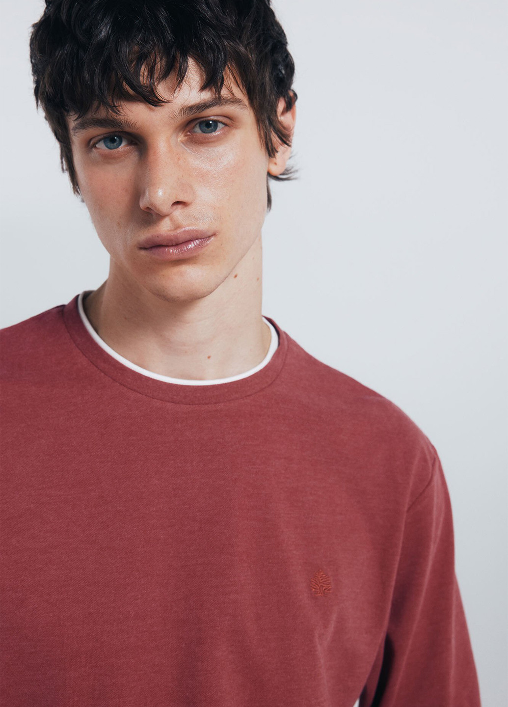 Лонгслів Springfield меланж світло-бордовий кежуали бавовна