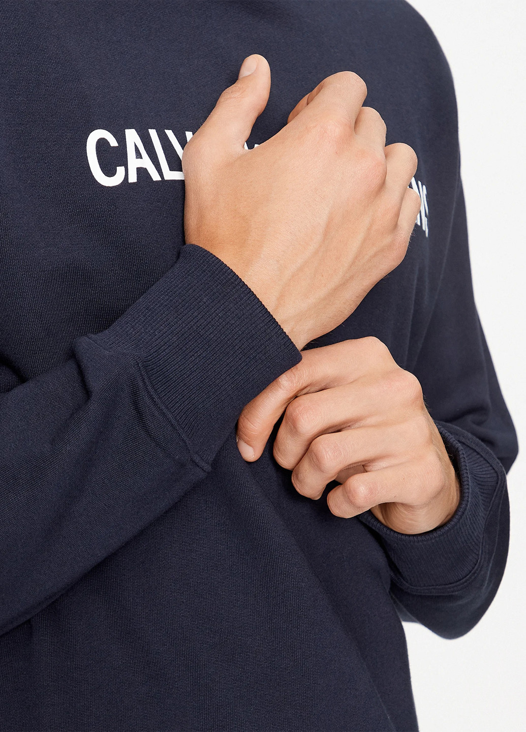 Синий свитшот Calvin Klein логотип без декора (302147026)