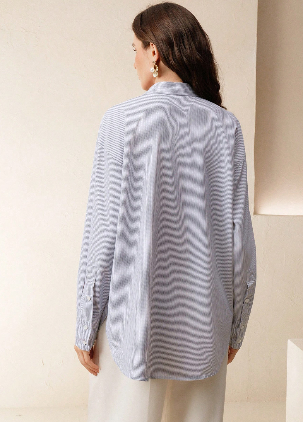 Белая кэжуал рубашка в полоску SHEIN