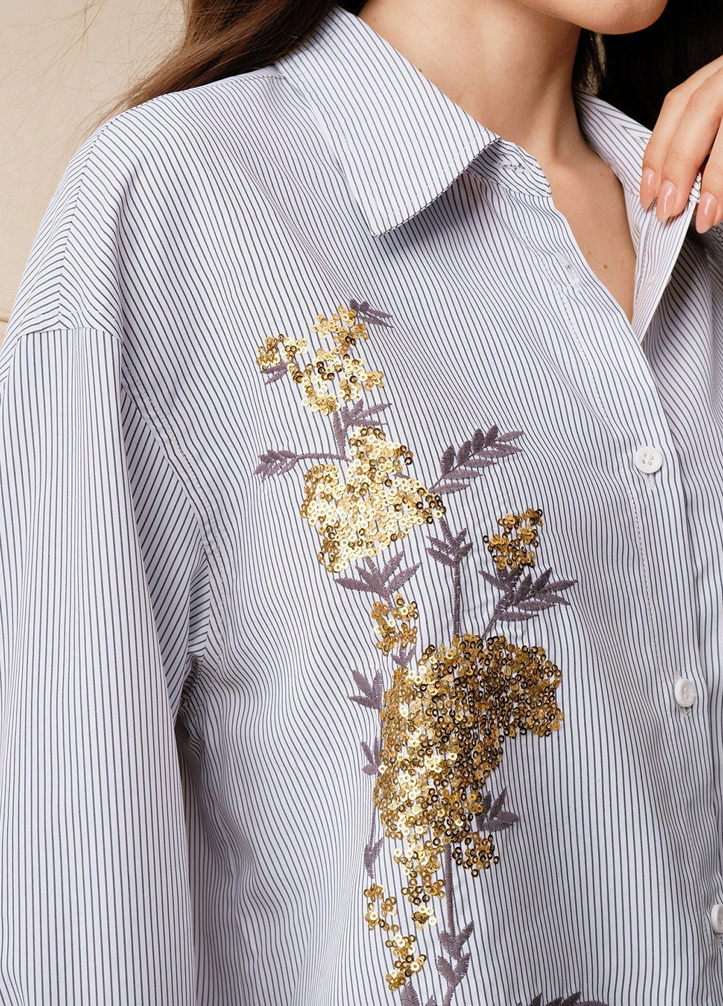 Белая кэжуал рубашка в полоску SHEIN