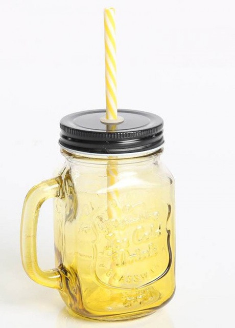 Скляна банку з ручкою Mason Jar Жовтта, 450 мл More (253888759)