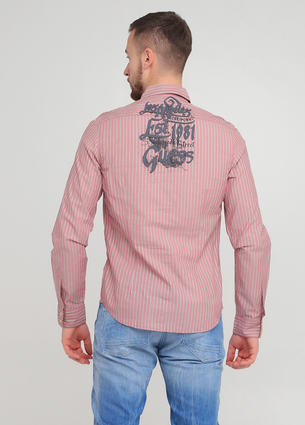 Розовая кэжуал рубашка в полоску Guess