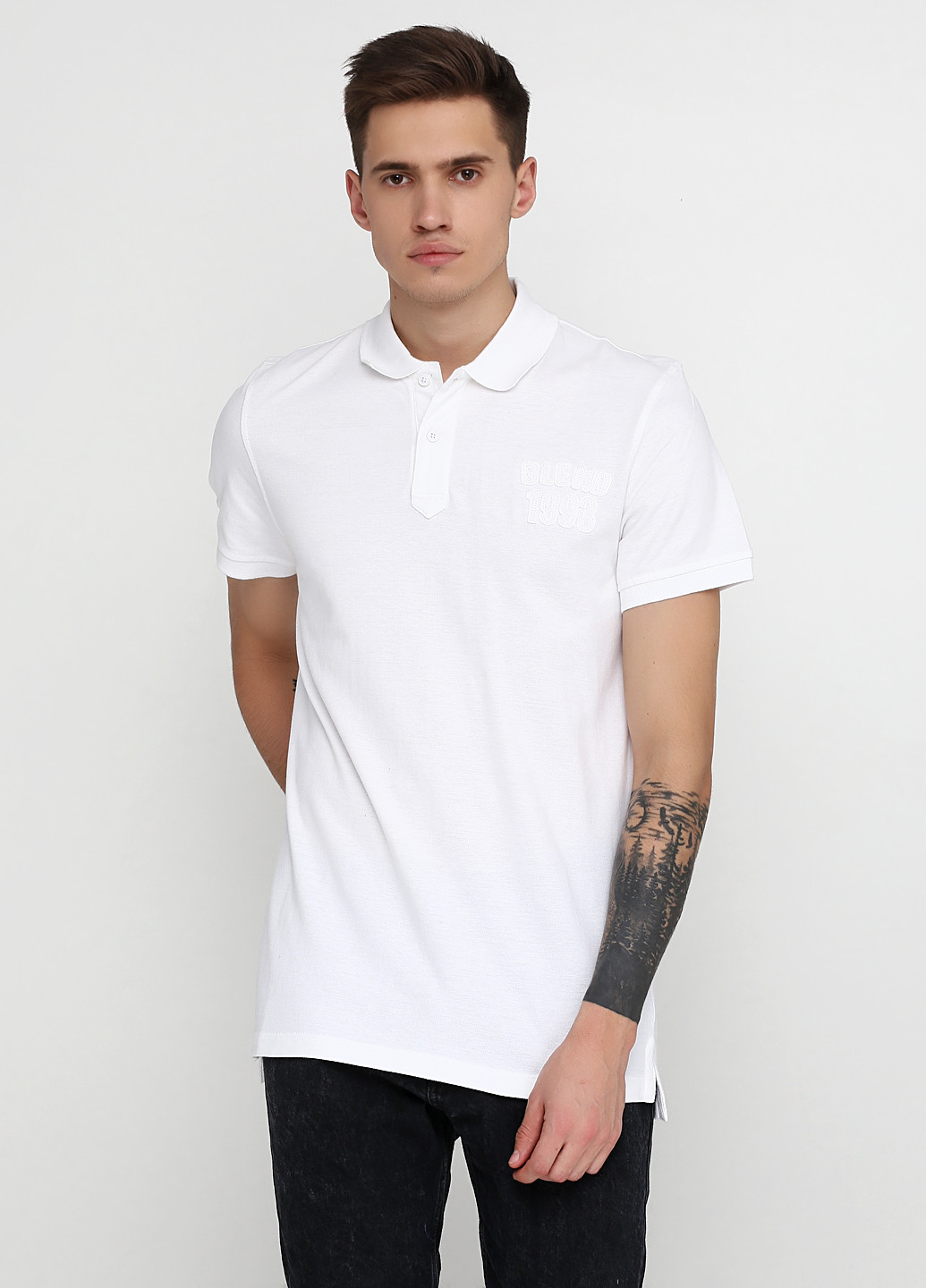 Белая футболка-поло для мужчин Blend однотонная