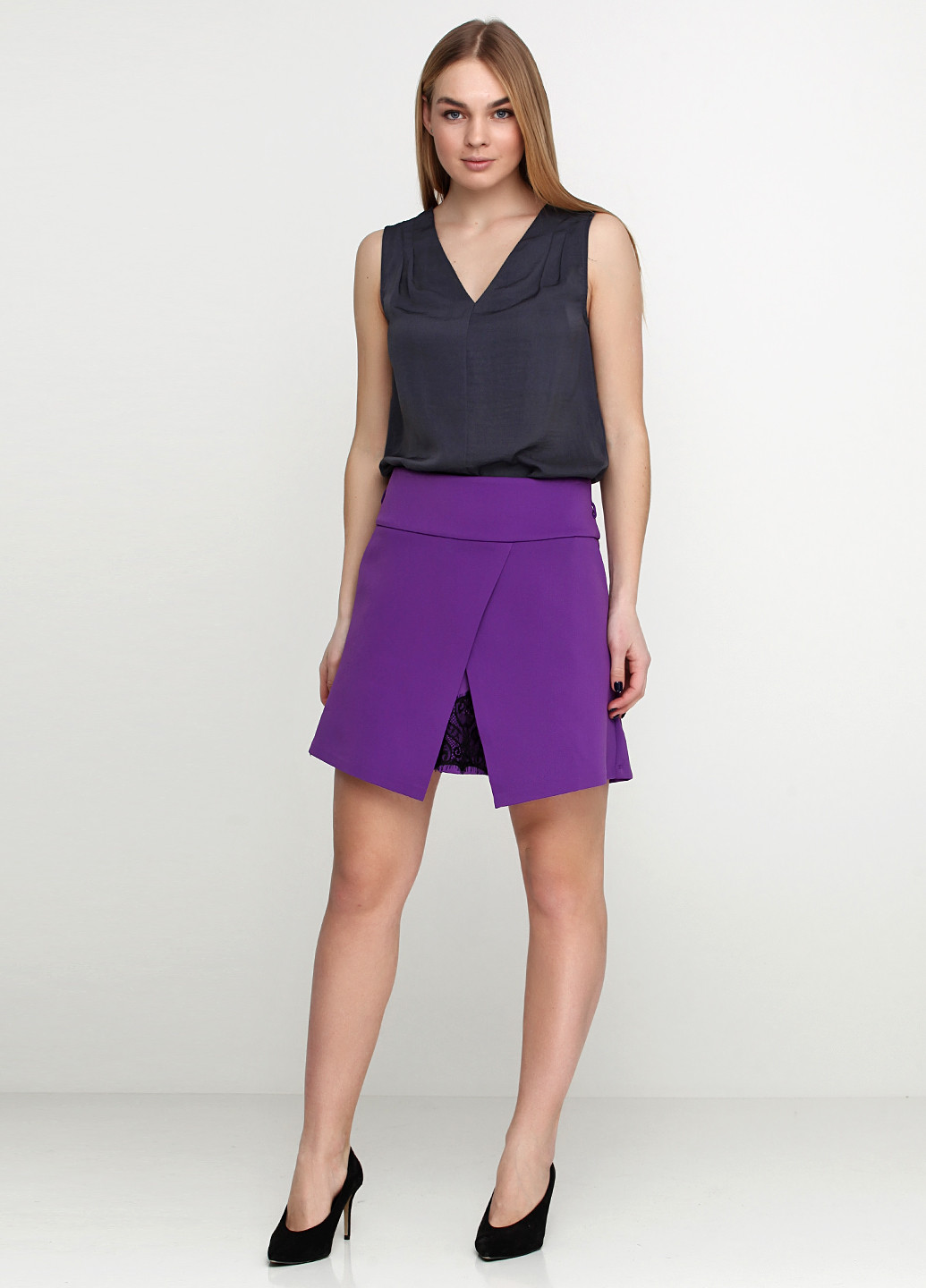 Фиолетовая кэжуал однотонная юбка Sassofono мини