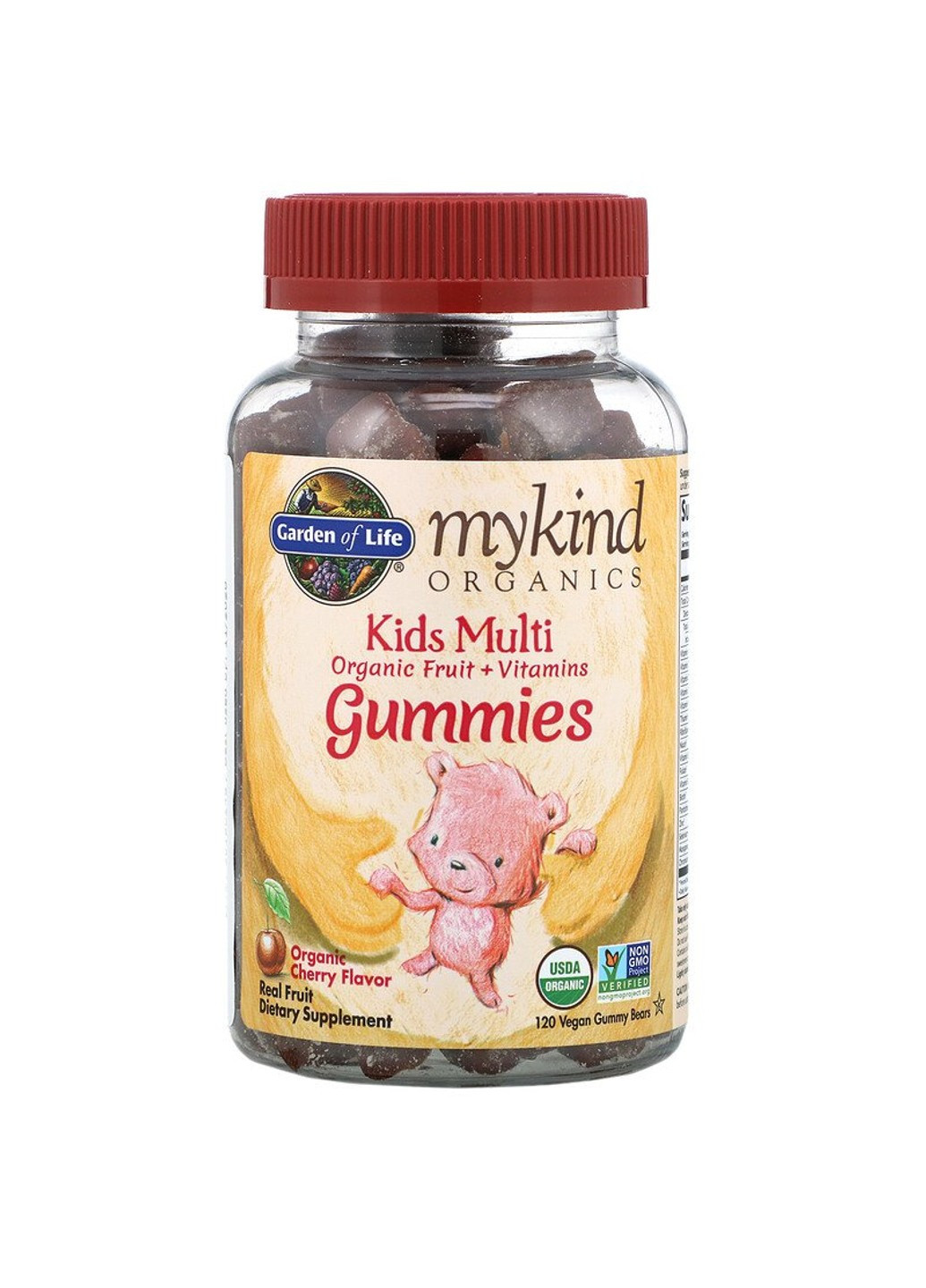 Мультивитамины для детей, вкус вишни, Kids Multi, MyKind Organics,, 120 веганских мармеладных мишек Garden of Life (255410172)