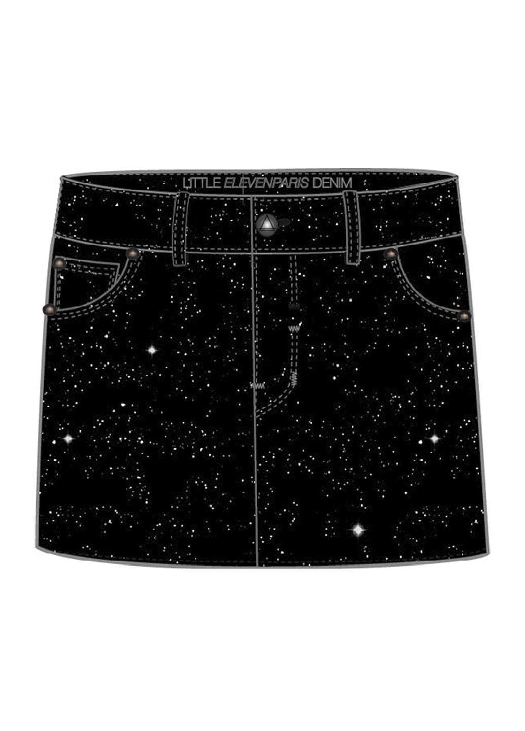 Черная кэжуал с абстрактным узором юбка Eleven Paris мини