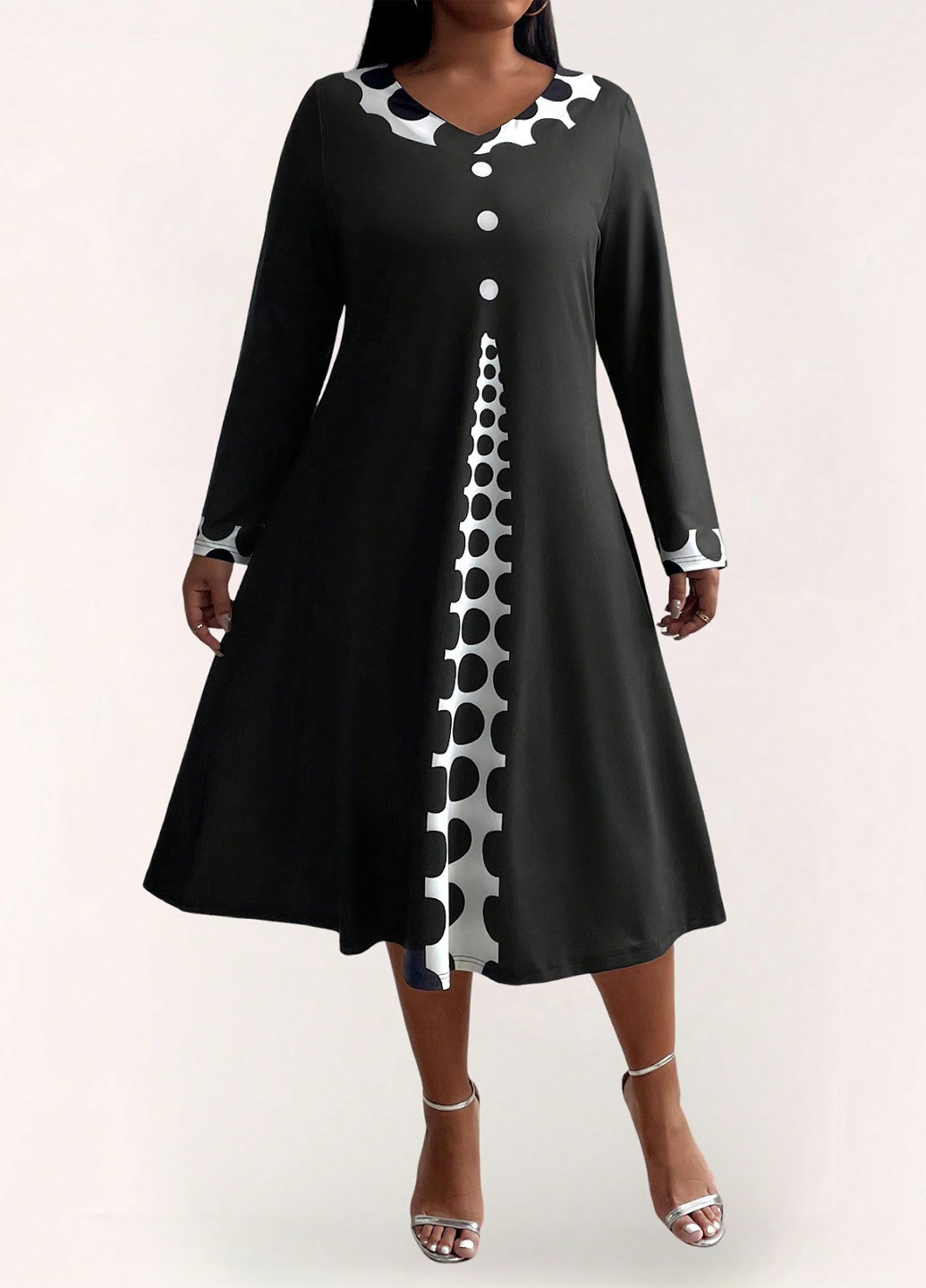 Чорно-білий кежуал сукня а-силует SHEIN з малюнком