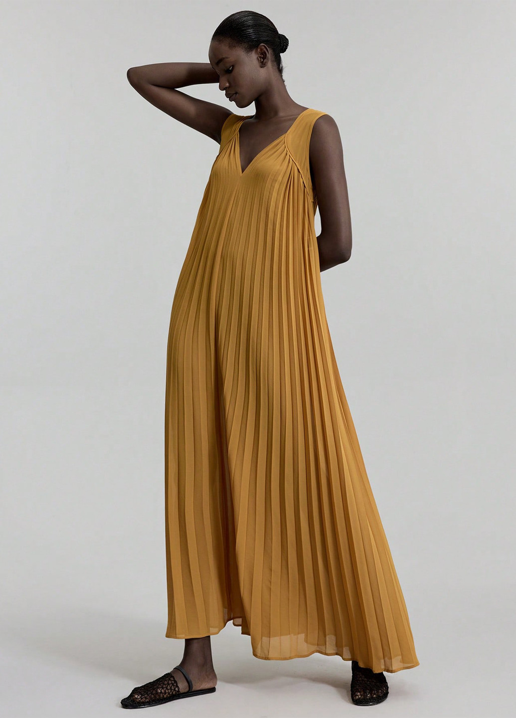 Гірчична святковий, вечірня сукня а-силует SHEIN однотонна