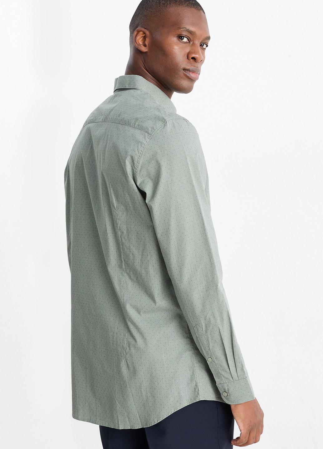Серо-зеленая кэжуал рубашка однотонная C&A