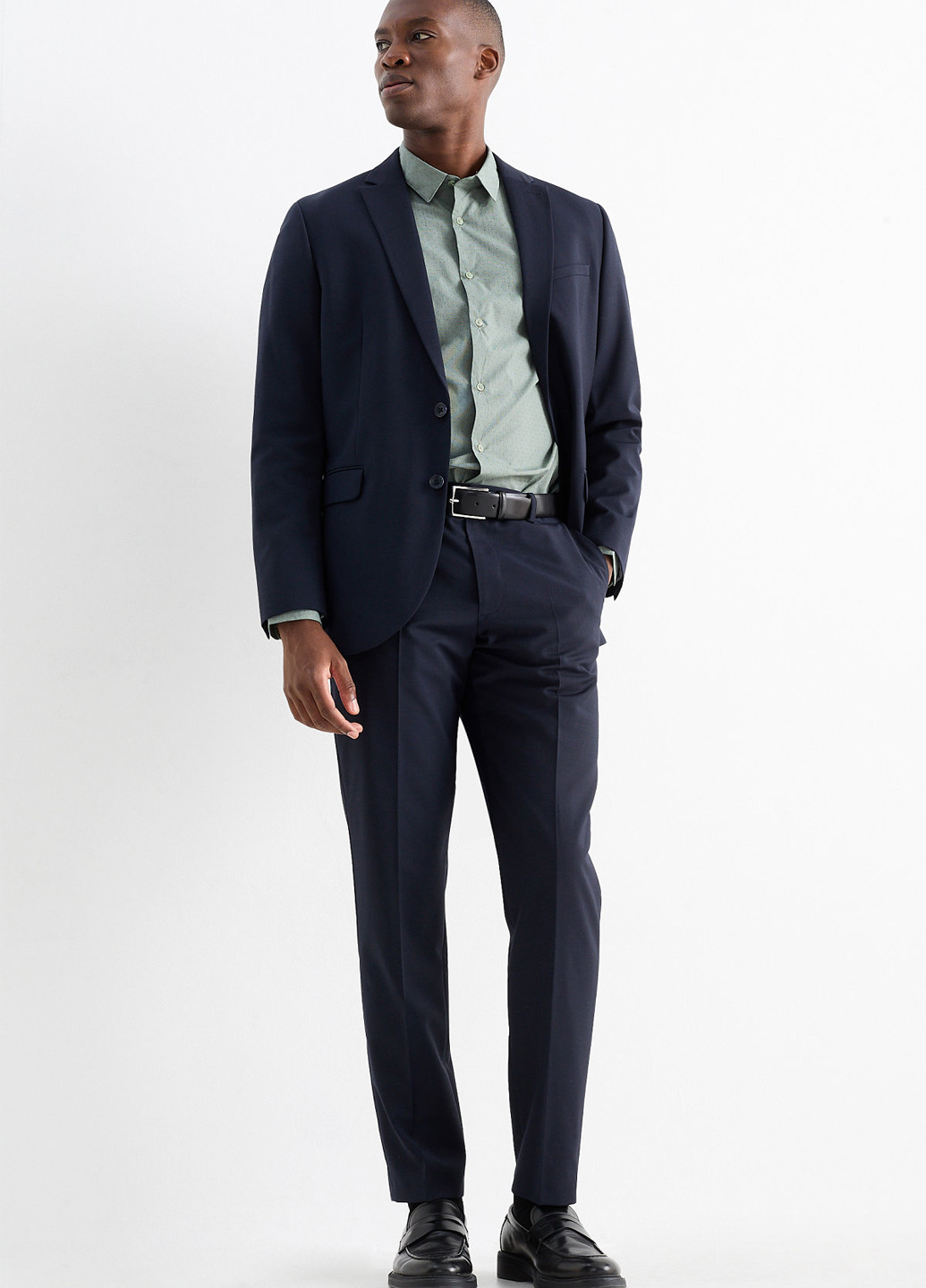 Серо-зеленая кэжуал рубашка однотонная C&A