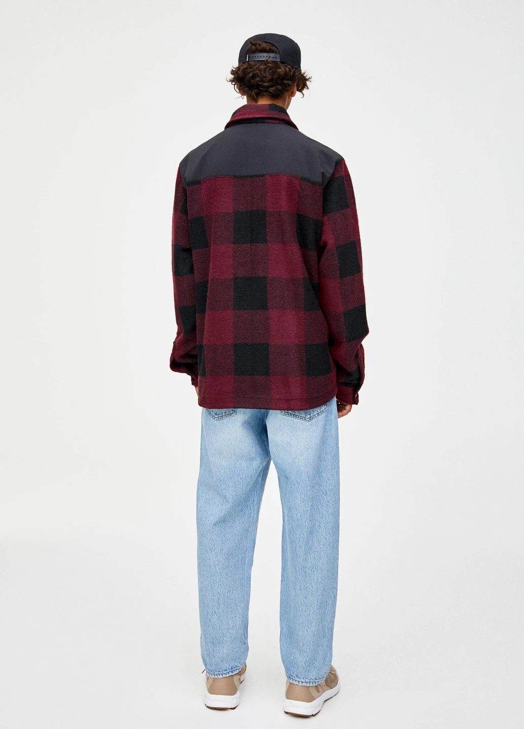 Бордова куртка легка,бордовий в клітку, Pull & Bear