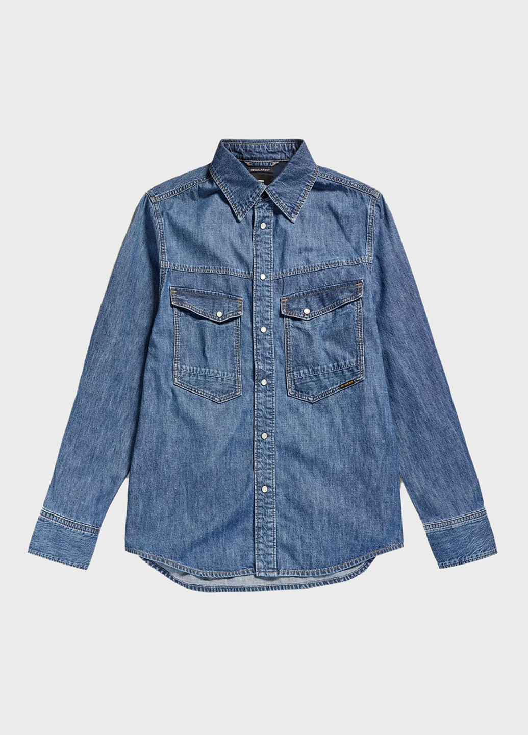 Синяя джинсовая рубашка однотонная G-Star Raw