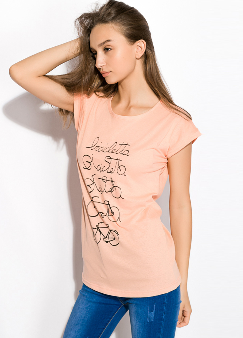 Персиковая летняя футболка Time of Style
