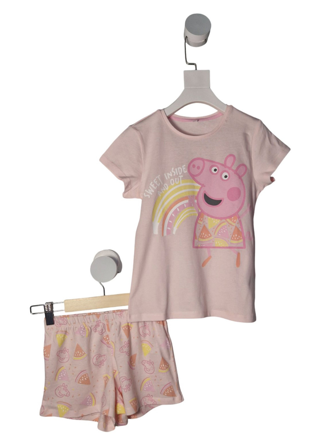 Блідо-рожева всесезон піжама (футболка, шорти) футболка + шорти C&A