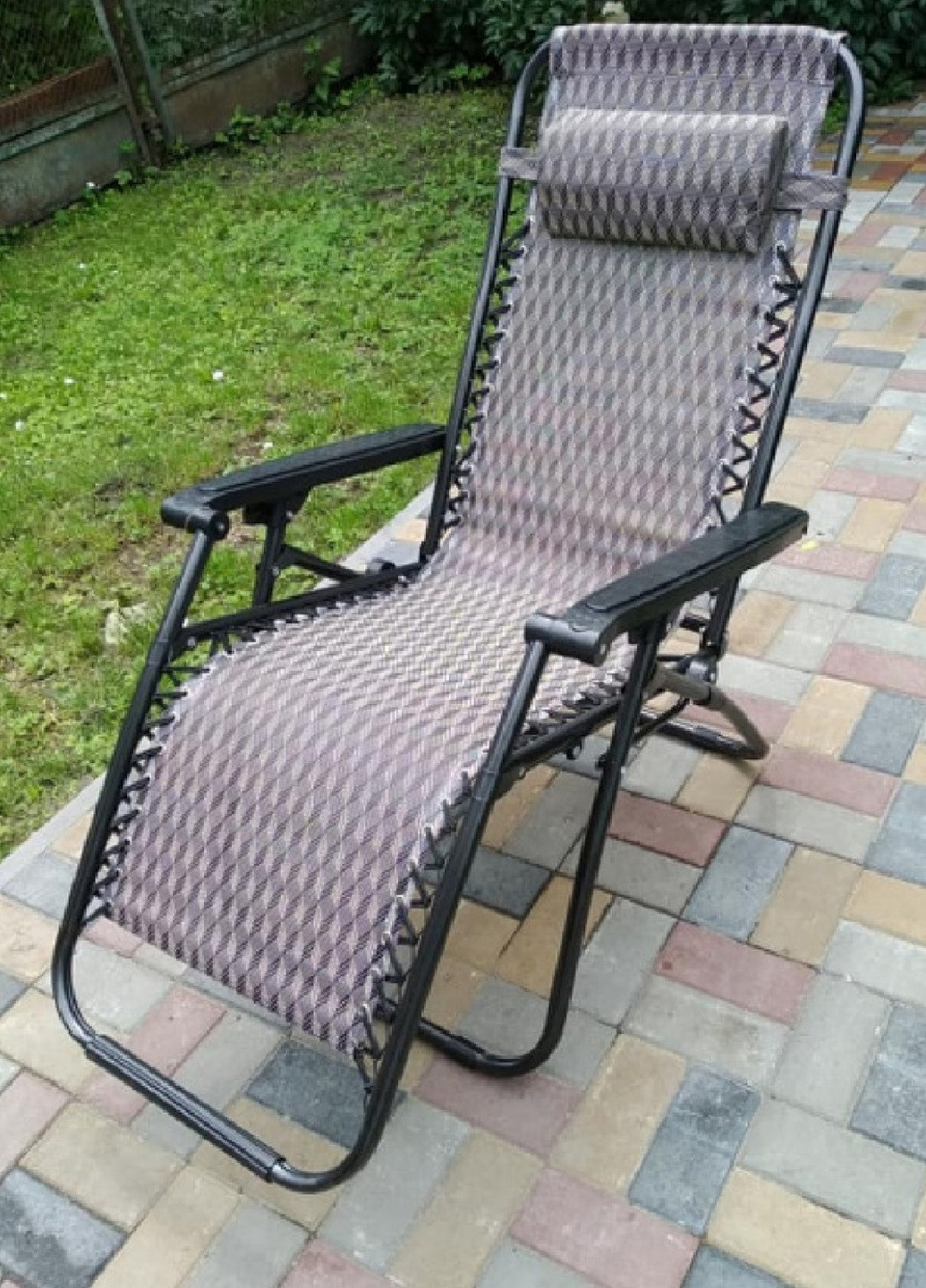 Раскладное садовое кресло шезлонг трансформер с подголовником металлический каркас 170х70х65 см (11727-Нов) Francesco Marconi (252568540)