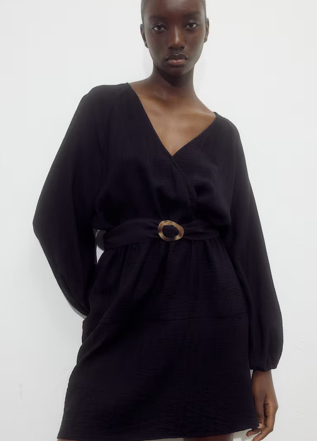 Чорна кежуал сукня на запах, кльош H&M однотонна