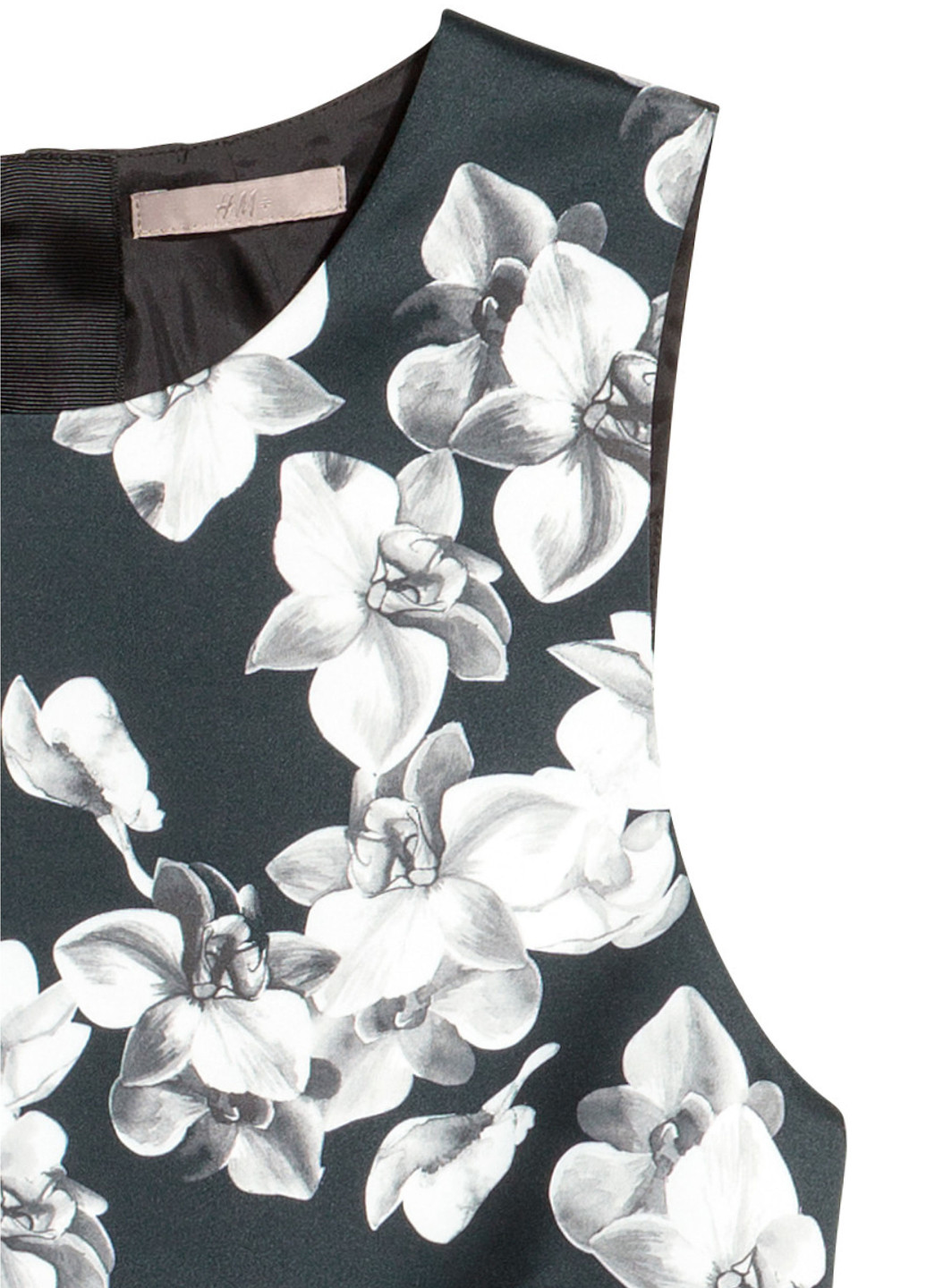 Темно-синее кэжуал платье клеш H&M с цветочным принтом