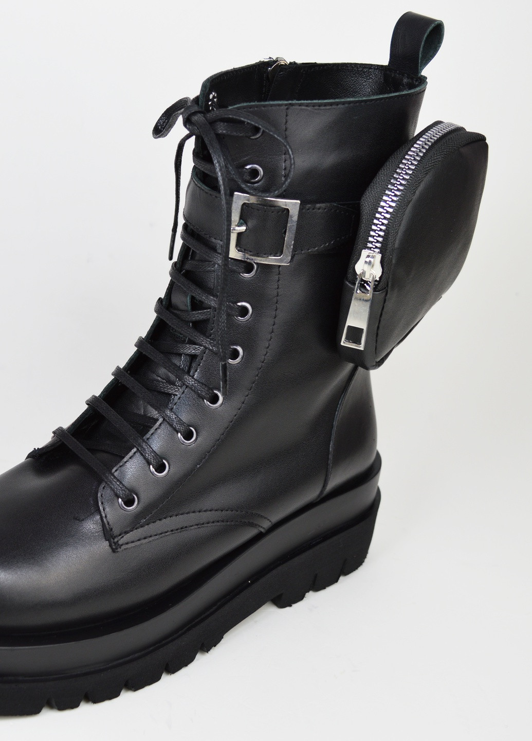 Черевики з кишенею чорна шкіра Molly Bessa (256549880)