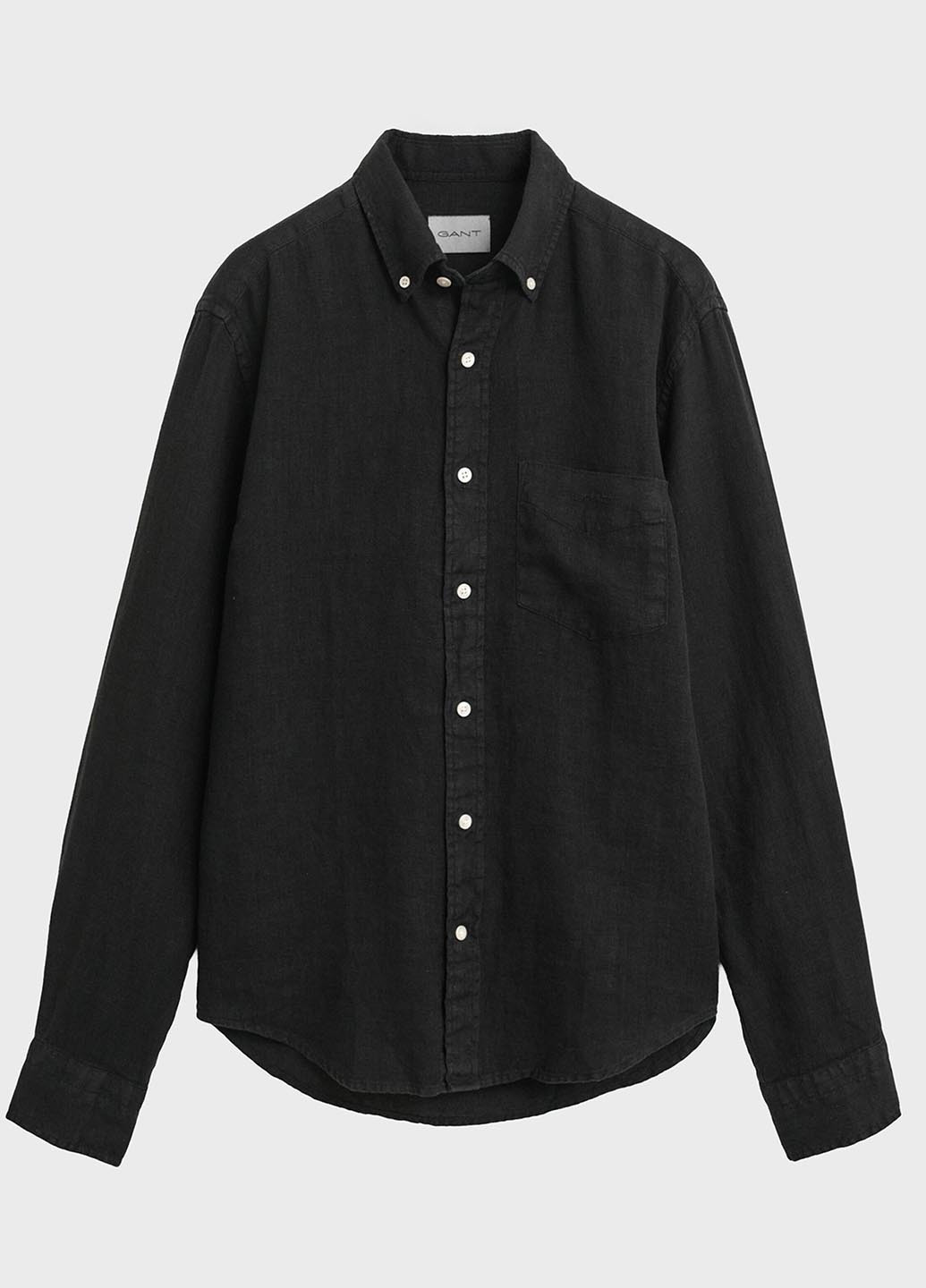 Черная классическая, кэжуал рубашка однотонная Gant