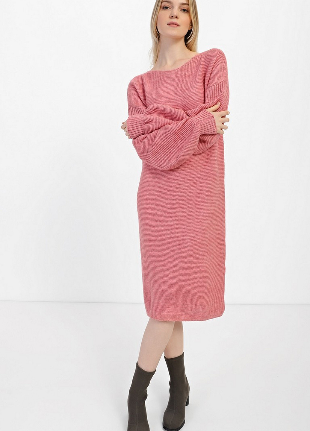 Рожева кежуал сукня сукня светр Sewel однотонна