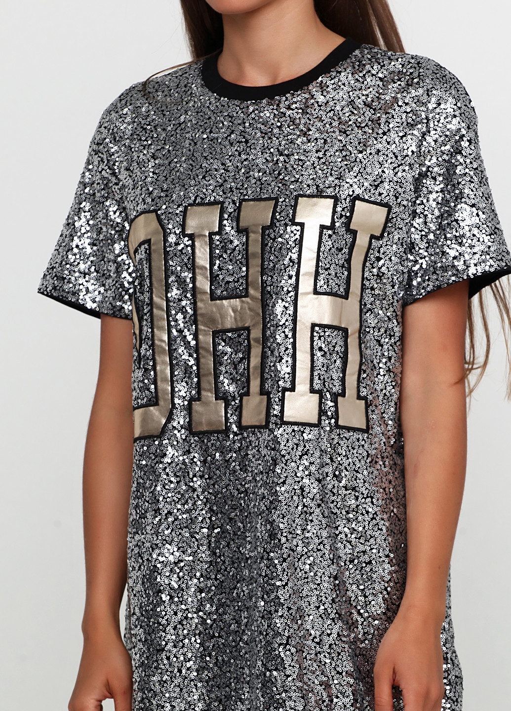 Серебристое коктейльное платье платье-футболка H&M
