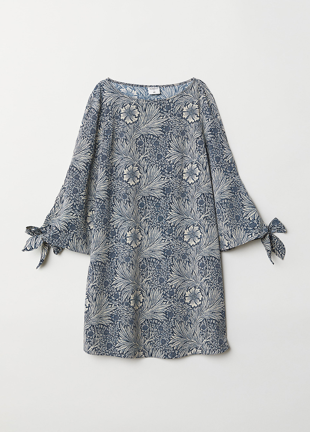 Темно-синее кэжуал платье а-силуэт H&M с цветочным принтом