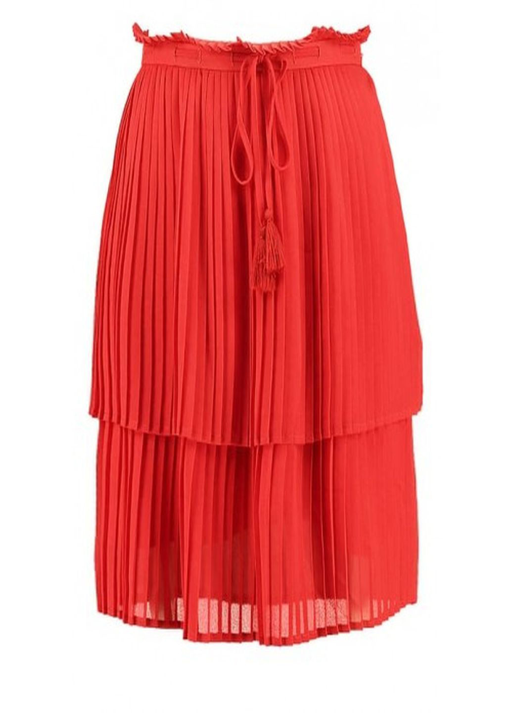 Красная кэжуал однотонная юбка MINT&BERRY клешированная, плиссе