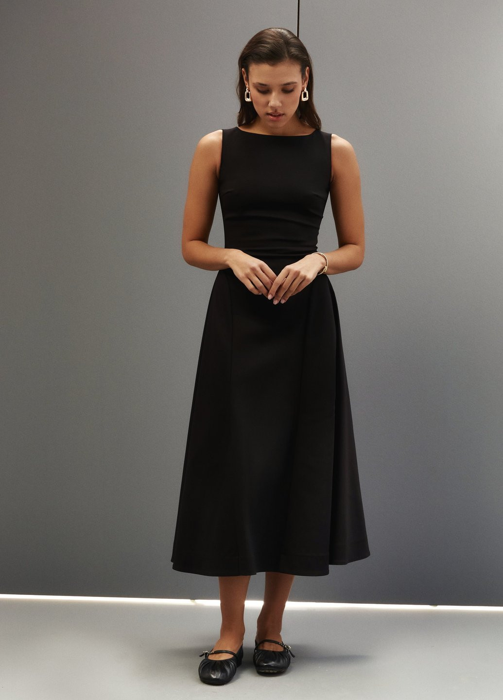 Чорна кежуал сукня кльош Gepur однотонна