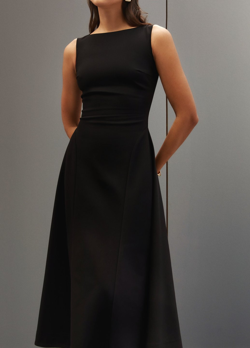 Чорна кежуал сукня кльош Gepur однотонна