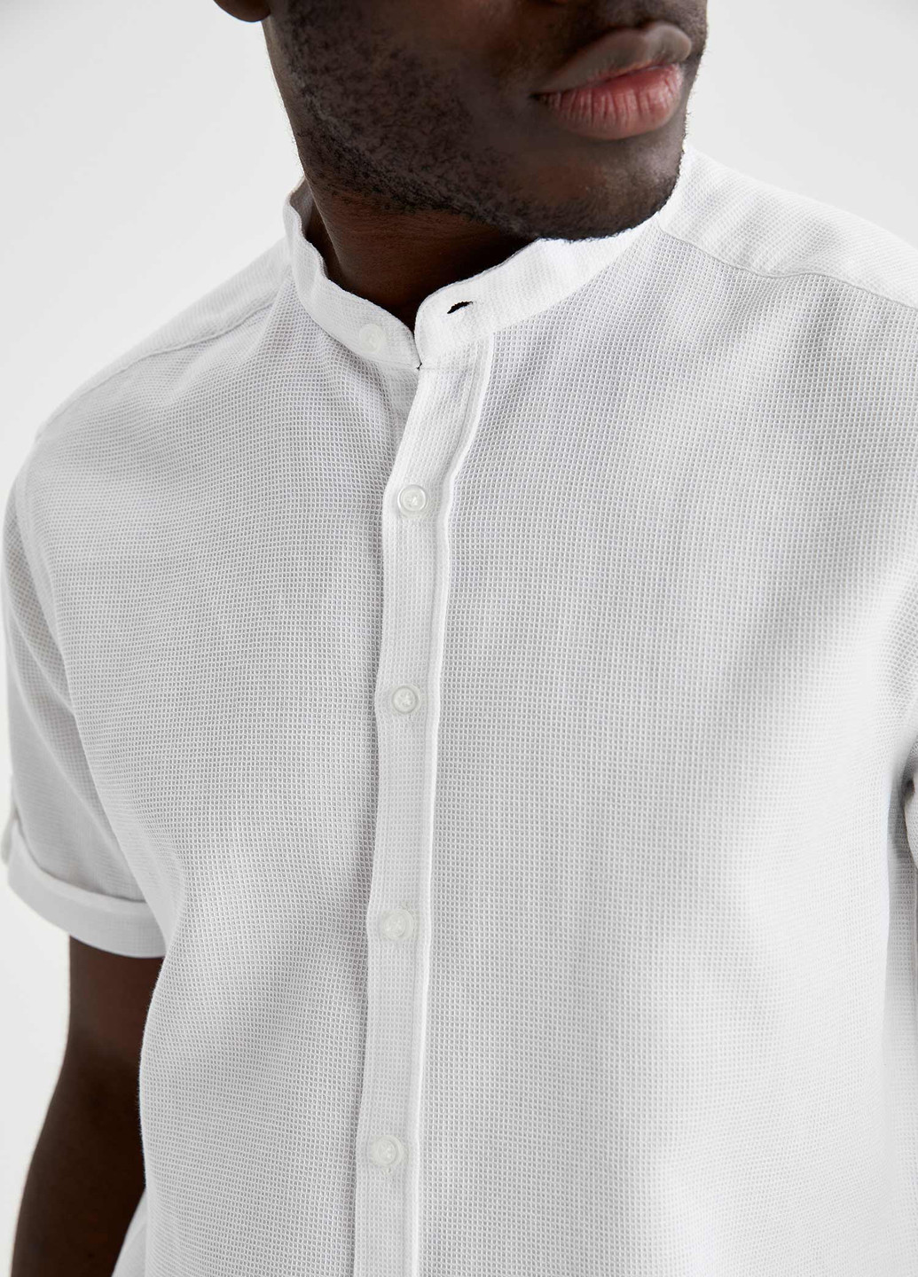 Рубашка DeFacto біла кежуал бавовна, вафельний