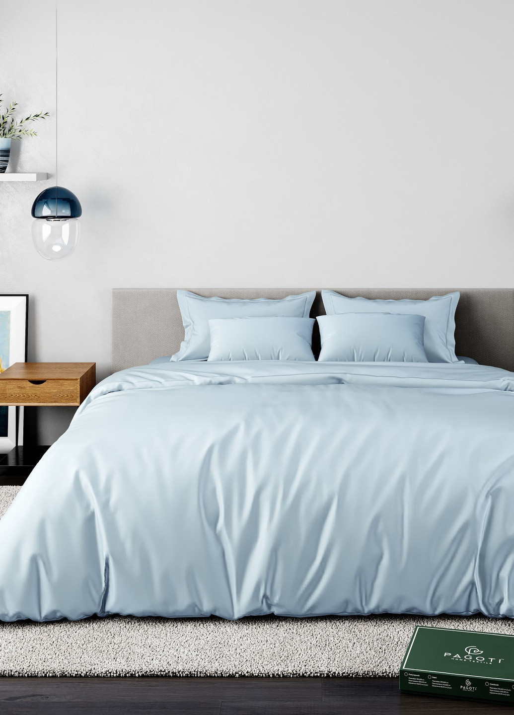 Комплект постельного белья сатин-люкс Minimal голубой (двуспальный) PAGOTI (256519234)
