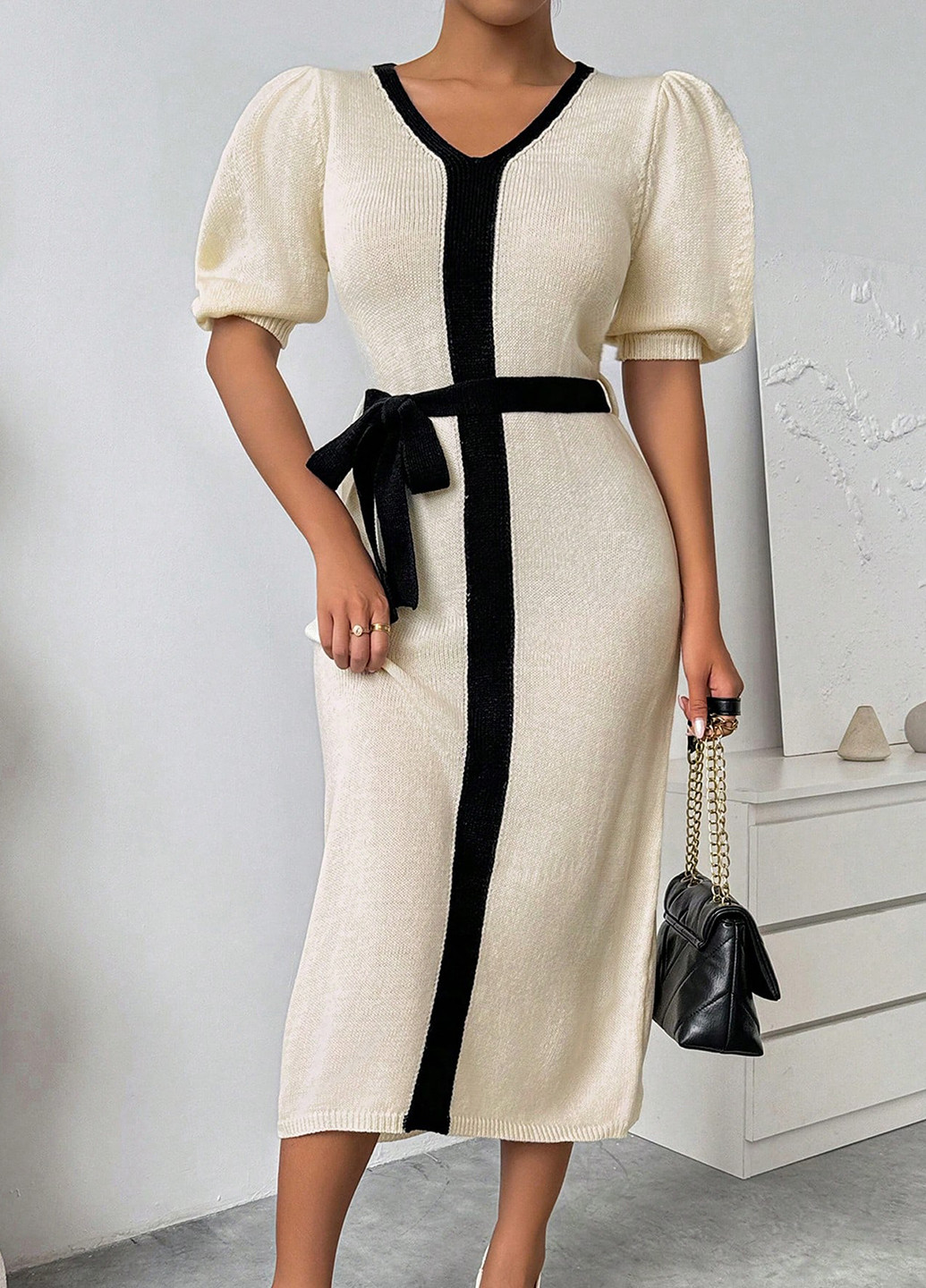 Айвори праздничный, коктейльное, деловое платье платье-свитер SHEIN однотонное