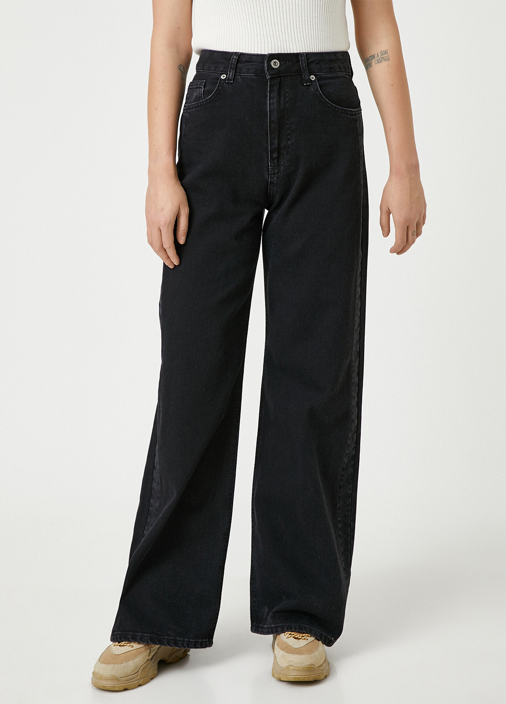 Черные кэжуал, джинсовые демисезонные палаццо брюки KOTON