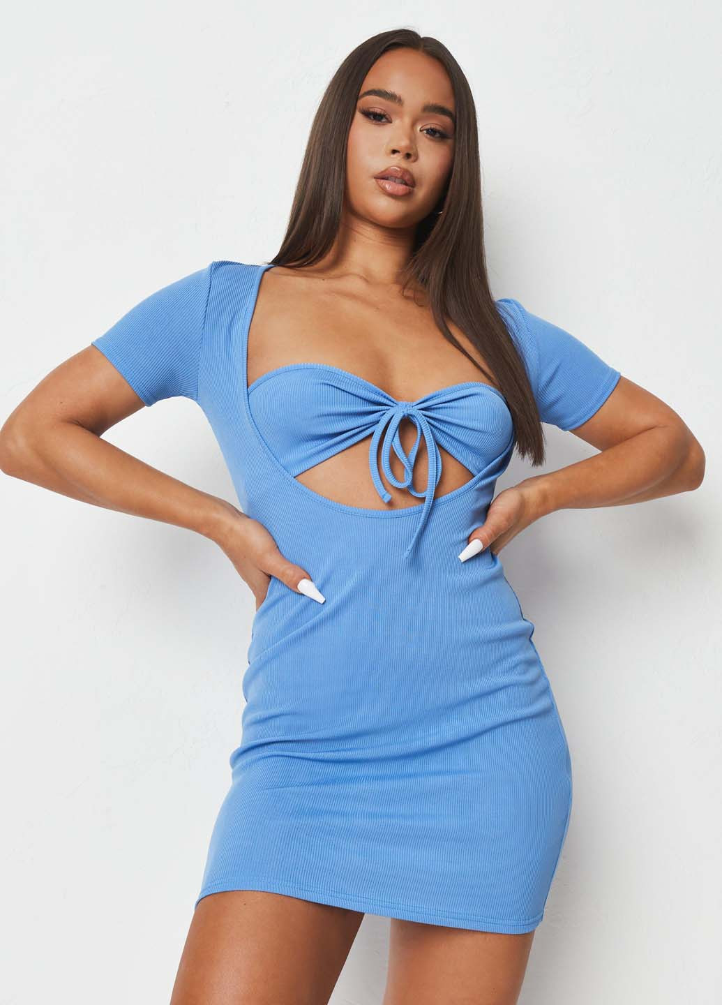 Синий летний комплект (платье, топ) Missguided