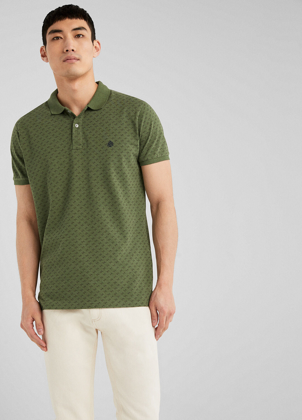 Темно-зеленая футболка-поло для мужчин Springfield с геометрическим узором