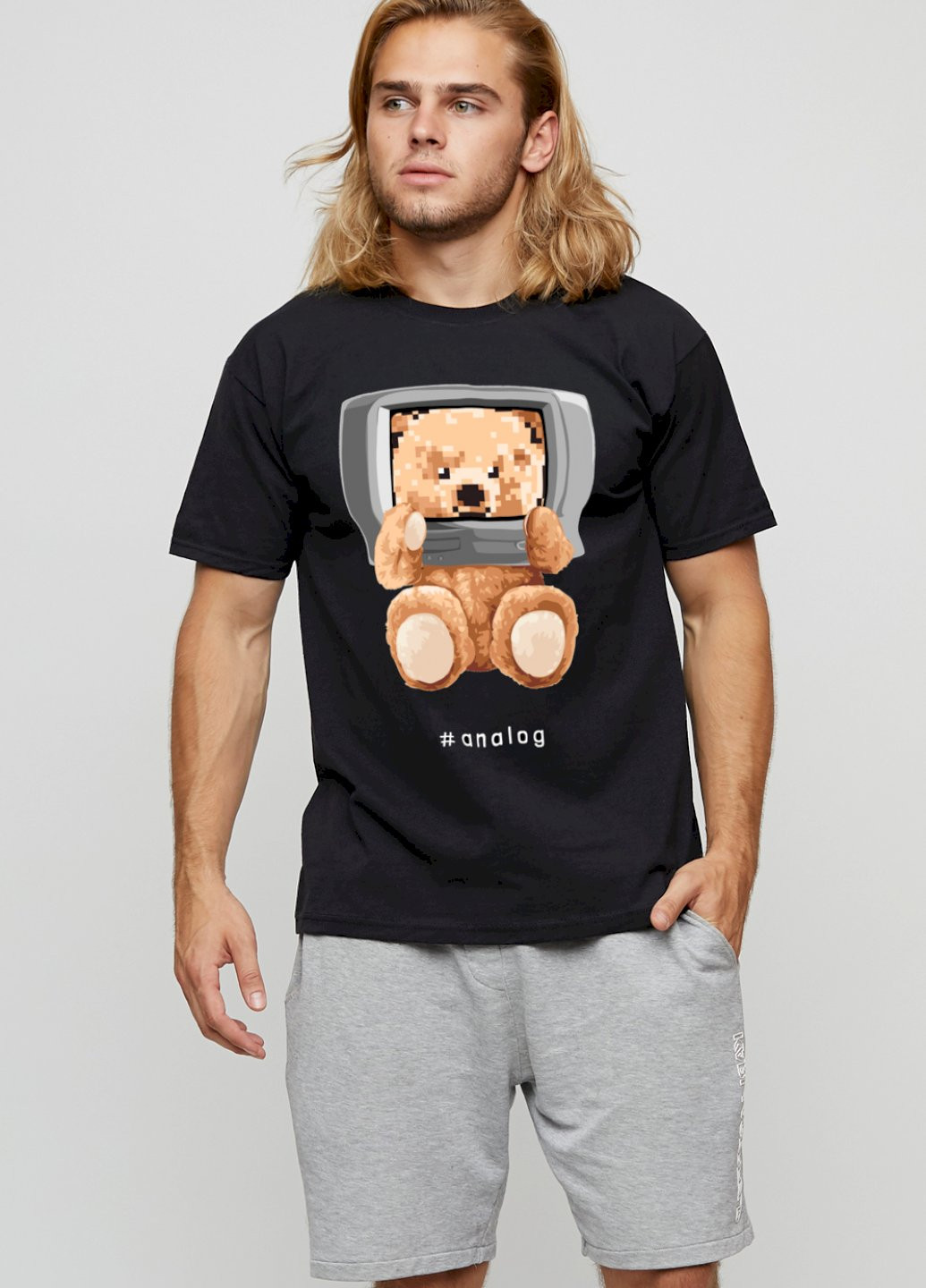 Чорна футболка чоловіча basic /air print/ YAPPI