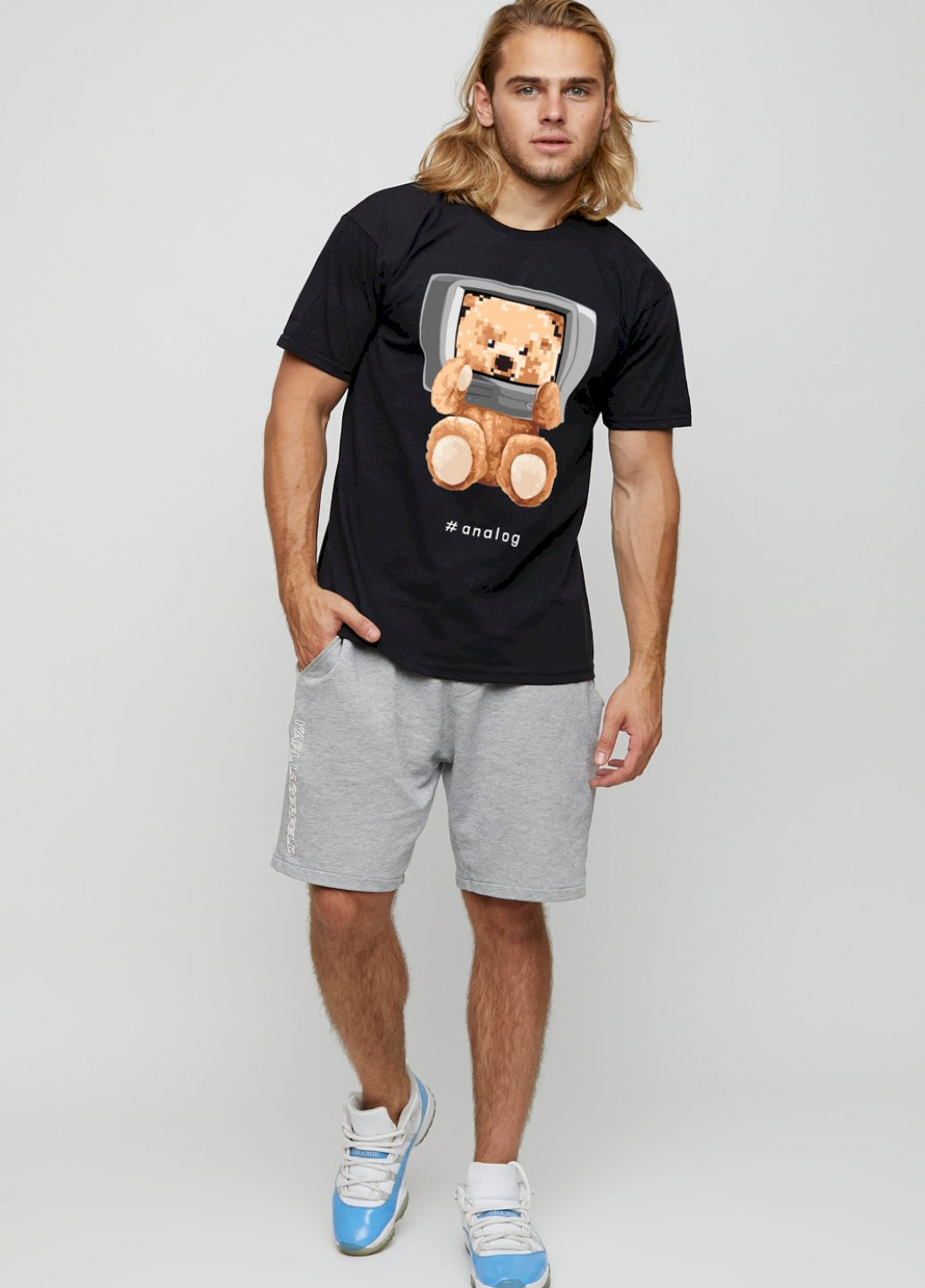 Чорна футболка чоловіча basic /air print/ YAPPI