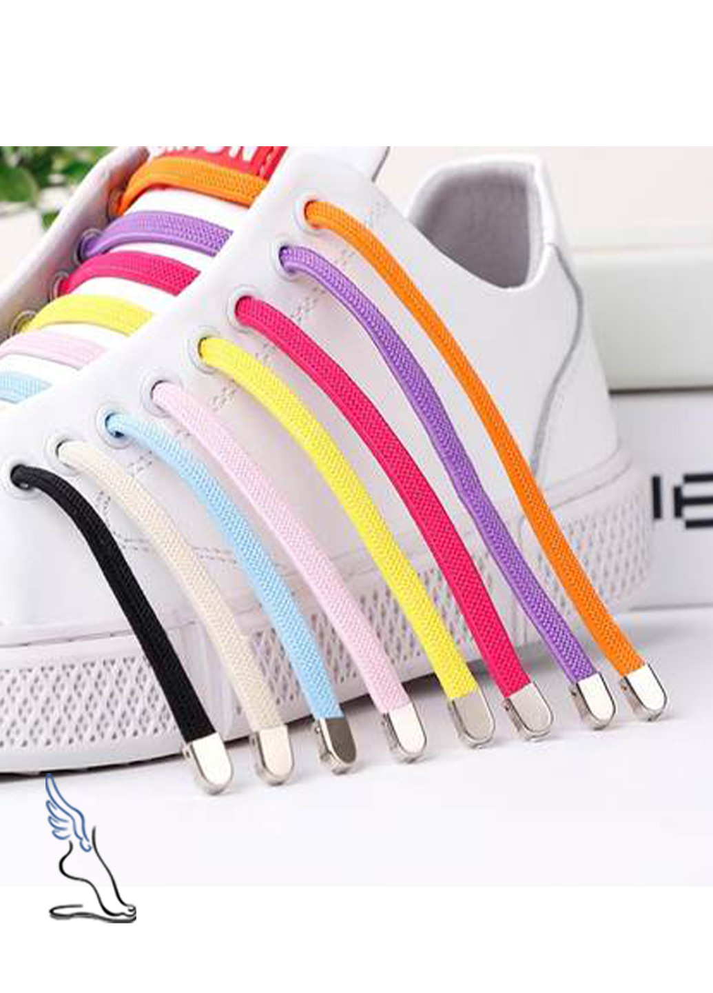 Цветные эластичные шнурки-резинки с фиксатором-зажимом No Brand (253654573)