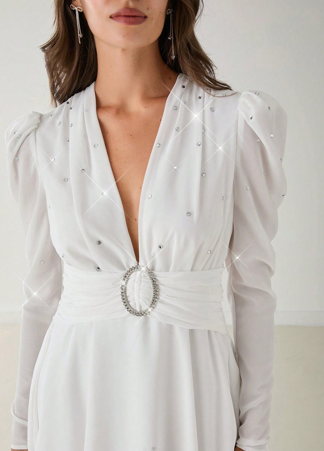 Білий кежуал, святковий сукня кльош SHEIN однотонна