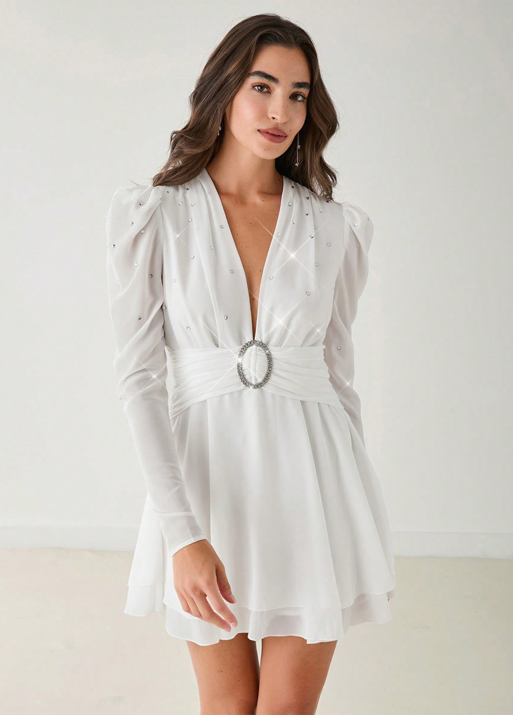 Білий кежуал, святковий сукня кльош SHEIN однотонна