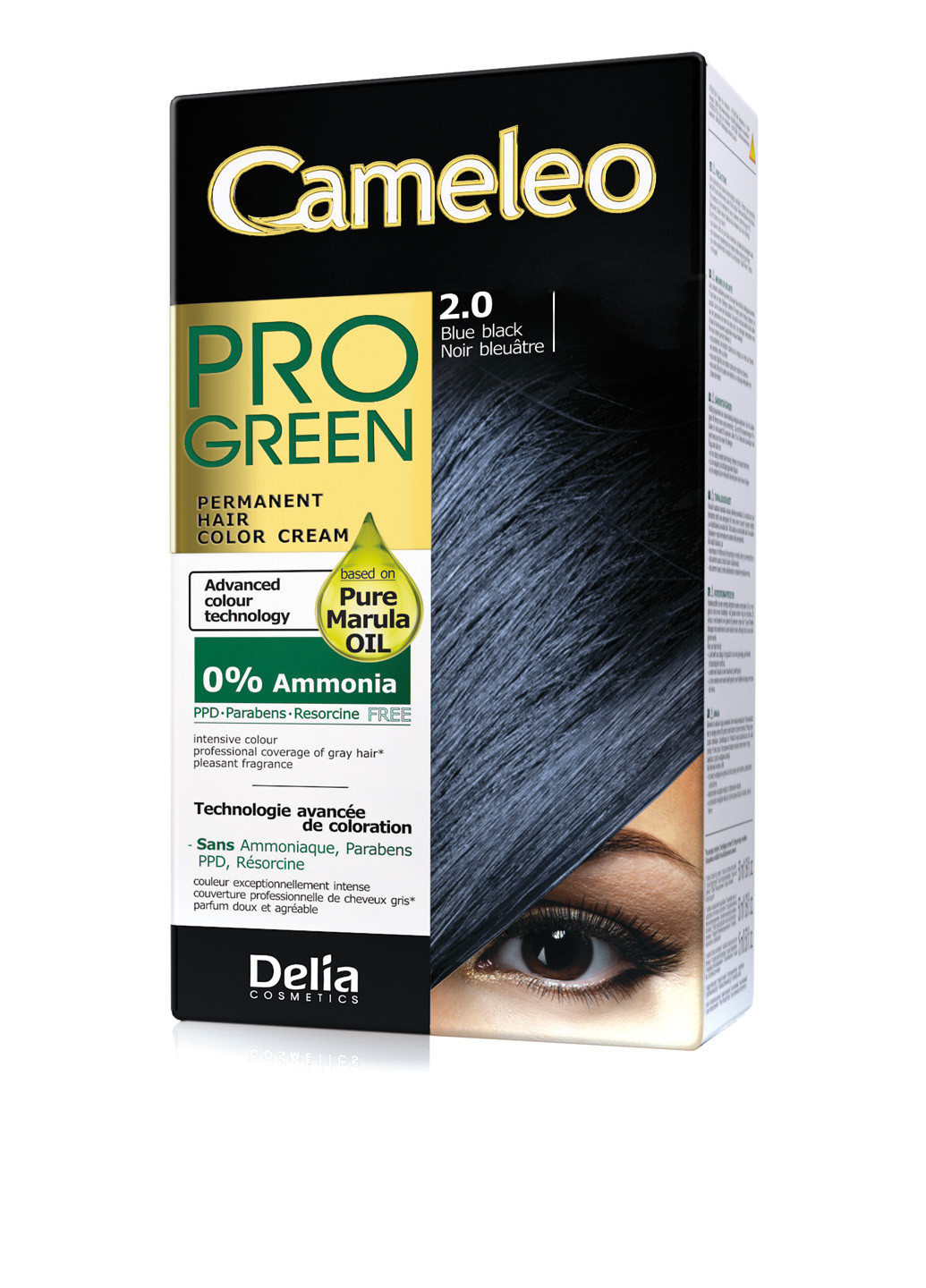 Крем-фарба для волосся з маслом марула №2.0 (синьо-чорний) Delia Cosmetics (175095602)