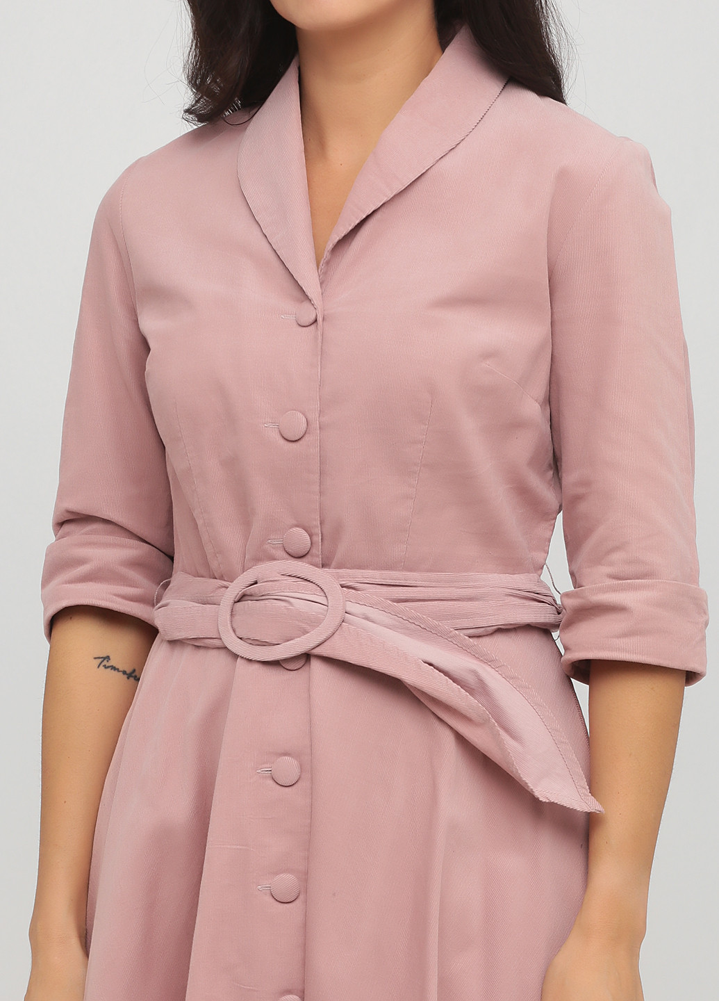 Светло-розовое кэжуал платье клеш, рубашка The J. Peterman Company однотонное