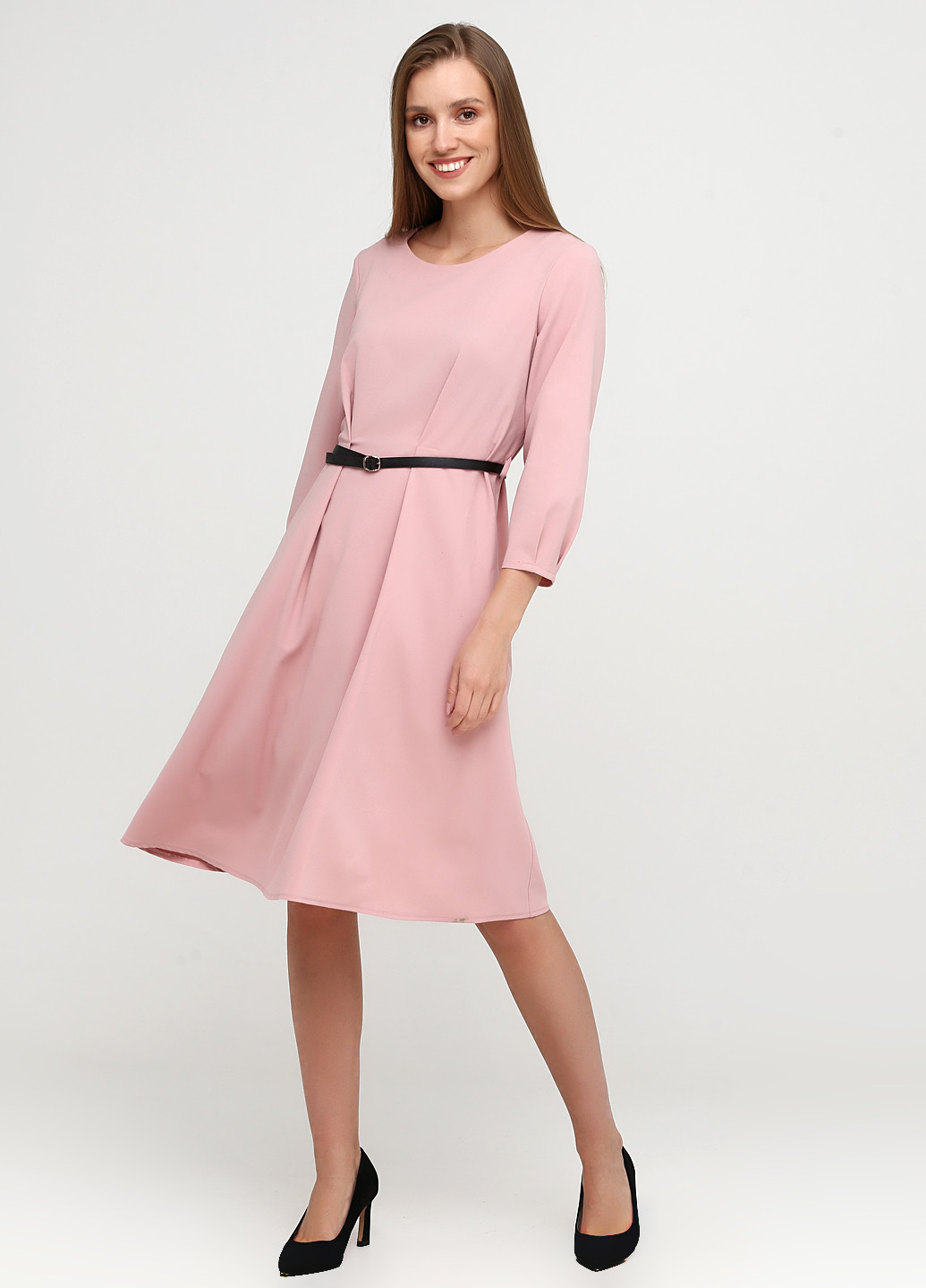 Розовое кэжуал платье клеш Ruta-S однотонное
